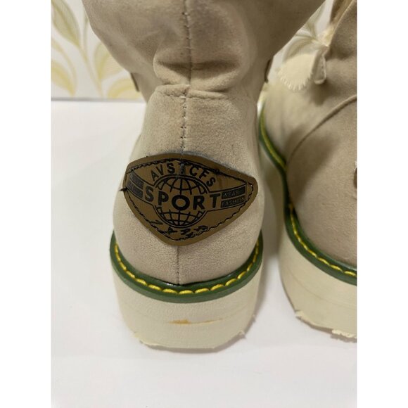 AVSICES Cozy Beige Faux Suede Ankle Boots With Fleece Lining & Sport Patch - Picture 5 of 12